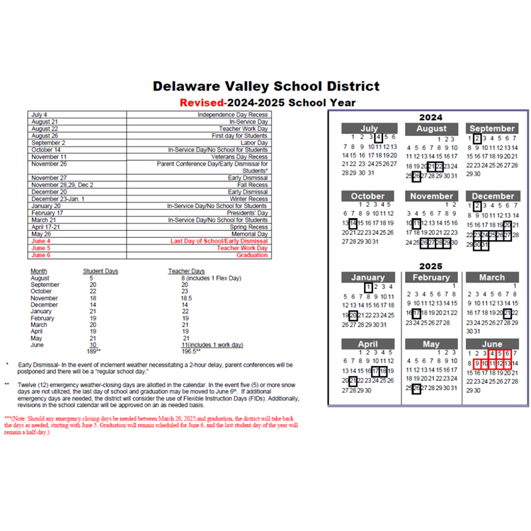 Revised school calendar
